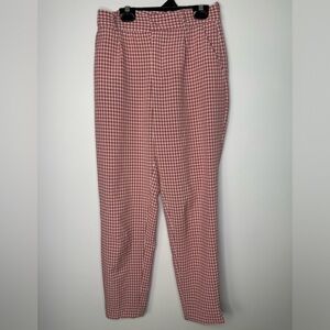 Zara pink crepe gingham tapered pants